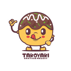 takoyaki cartoon mascot with thumbs up. japanese food vector illustration