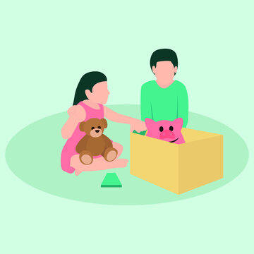 Teaching Kids Discipline Vector Illustration