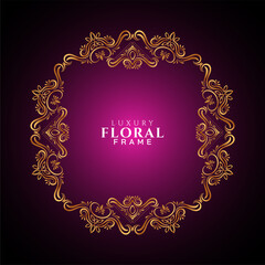 Beautiful golden frame design purple background