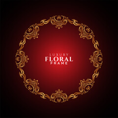 Luxury golden frame design red stylish background