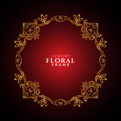 Luxury golden frame design red stylish background