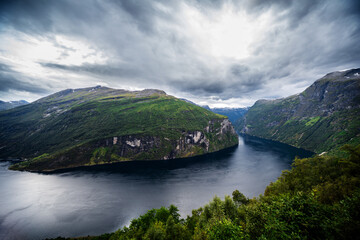 Top view of the Geirangerfjord, Norway. - 511667780