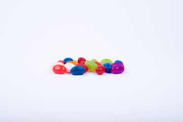 color Jelly Beans on white background