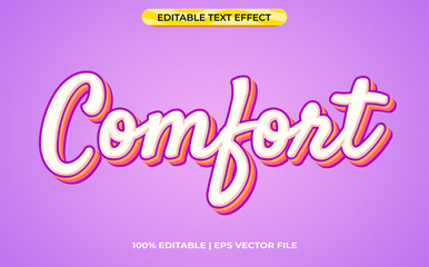 Comfort 3d text effect with cute and pastel theme. colorful typography template for minimalist tittle