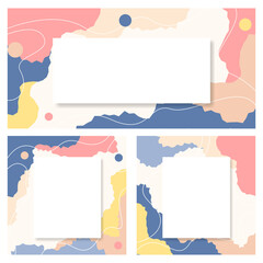 Sweet and cute editable social media instagram post, puzzle feed vector design template in abstract flat pastel liquid trendy soft with love icon