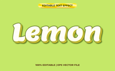 lemon 3d text effect with nature theme. green typography template for lemon product