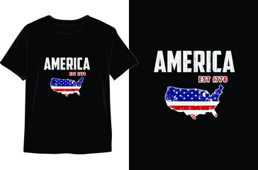 America EST 1776-4th of July T shirt Design. Memorial Day Design. Independence Day Vector Graphics. T shirt