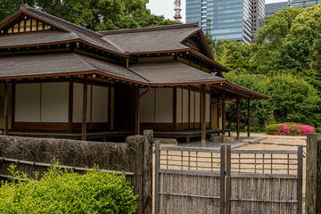 Traditional old wooden house in the Imperial Palace in Tokyo