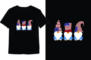 Fototapeta premium Patriotic Gnomes-4th of July T shirt Design. Memorial Day Design. Independence Day Vector Graphics. T shirt