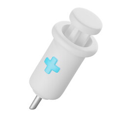 3d icon render of medical syringe isolated on white background, clipping path.