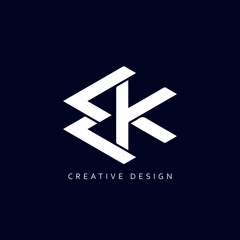 Letter EK Logo Design Using letter E and K , EK Monogram