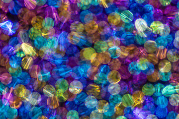 Fototapeta na wymiar Horizontal Abstract Bright Colorful Rainbow Blurred Bokeh Background. Unfocused Colored Texture of Glitter.