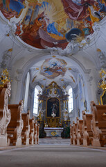 Innenansicht Pfarrkirche Bach in der Gemeinde Bach (Bezirk Reutte, Tirol)