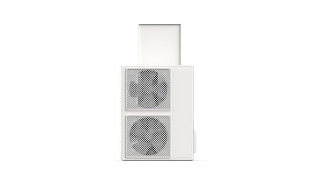 Big floor standing air conditioner on white background