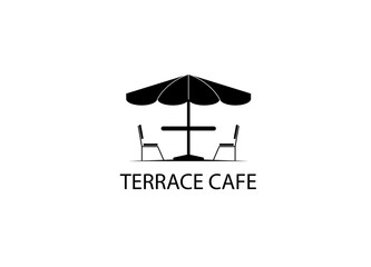 Terrace cafe logo vector line art vintage, icon symbol cafe. Minimalist Simple Design.