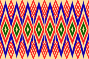 The design of the pattern imitates the weaving characteristics of Native Americans in green, blue, red tones.