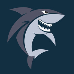 Vector illustration of an aggressive cartoon shark