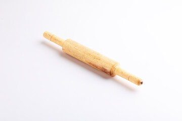 wooden roller or belan on white background
