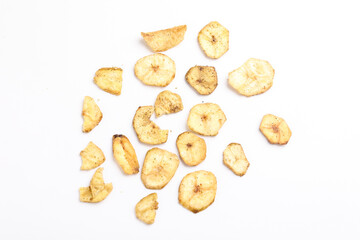 Fototapeta na wymiar Crunchy and salty banana chips. indian snack