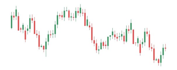 Green and red candle. Trade. Japanese candlestick chart in white background.
