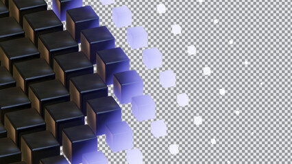 3d illustration of abstract ocean black cubes transition design.