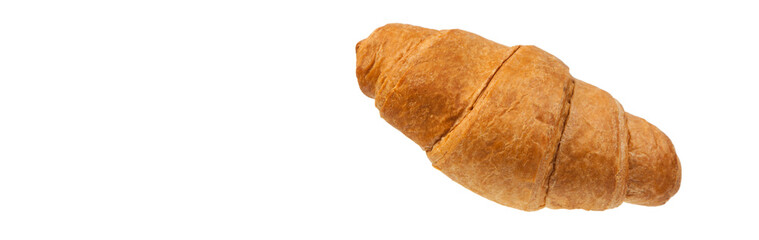 croissant on a white background.french bun on the table. baking concept. baked brown croissant