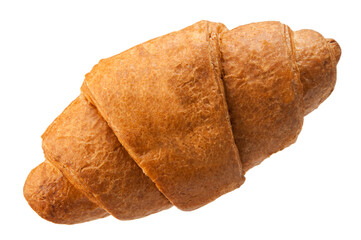 croissant on a white background.french bun on the table. baking concept. baked brown croissant