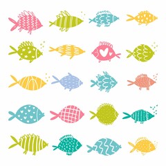 Vector pattern with different fish