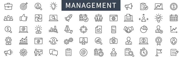 Fototapeta Business and management line icons set. Management icon collection. Vector illustrator obraz