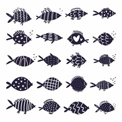 Vector pattern with different fish © Abundzu