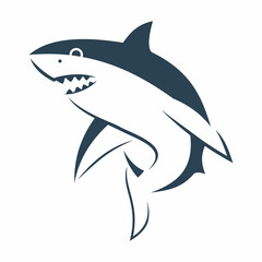 Vector illustration of an aggressive cartoon shark