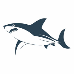 Vector illustration of an aggressive cartoon shark