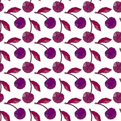 Summer seamless polygonal cartoon cherry pattern for fabrics and wrapping paper and notebooks and kids and kitchen