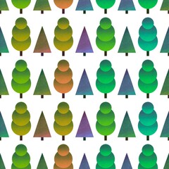 Autumn abstract seamless geometric trees pattern for fabrics and wrapping paper and linens and kids and packaging
