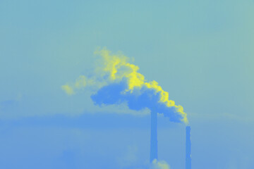 Sulfur smoke from the factory . Air chemical pollution 