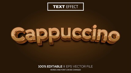 3d editable text effect cappuccino theme premium vector
