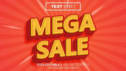 3d editable text effect mega sale theme premium vector