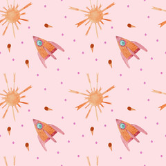 Seamless pattern with space on a pink background
