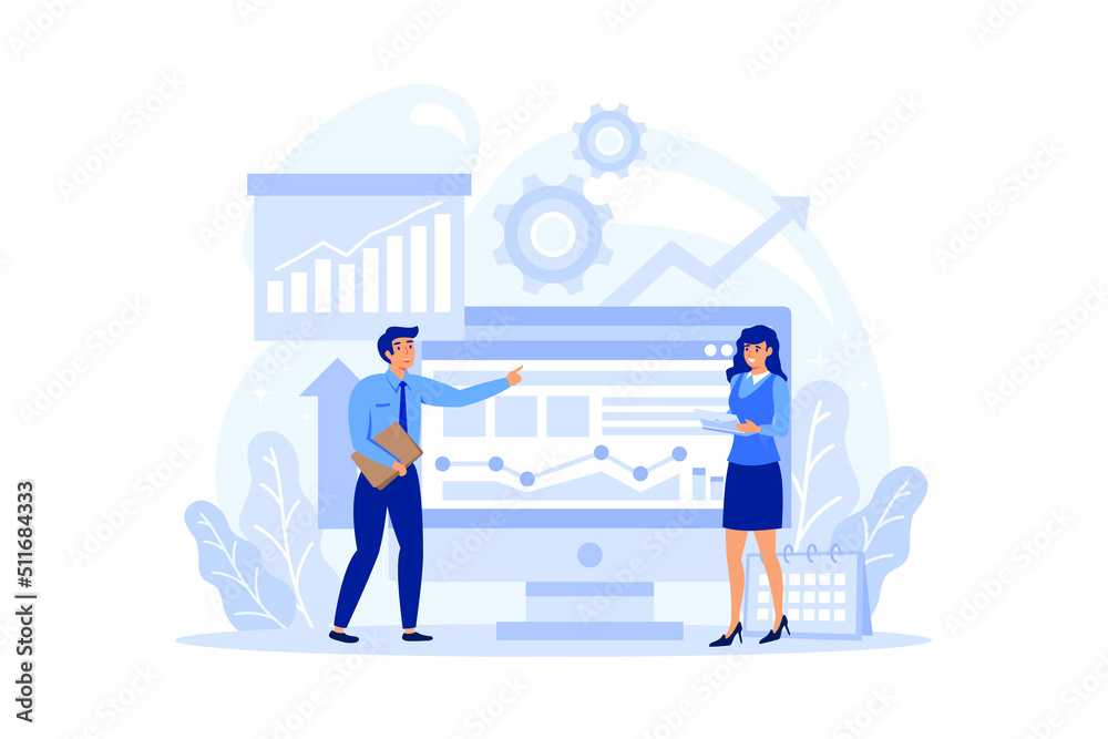 Poster big data online service or platform. modern computer technology. analyzing digital information. onli