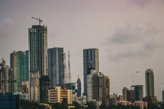 city life of mumbai in its rich infrastructure construction of new building for future.