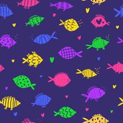 Vector pattern with different fish