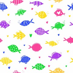 Vector pattern with different fish