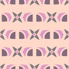 Purple and peach colored geometric shapes vector seamless repeat pattern