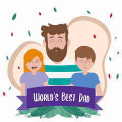 Fathers day father children world best dad vector illustration