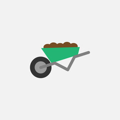 Wheelbarrow Icon. Construction Concept. - Vector