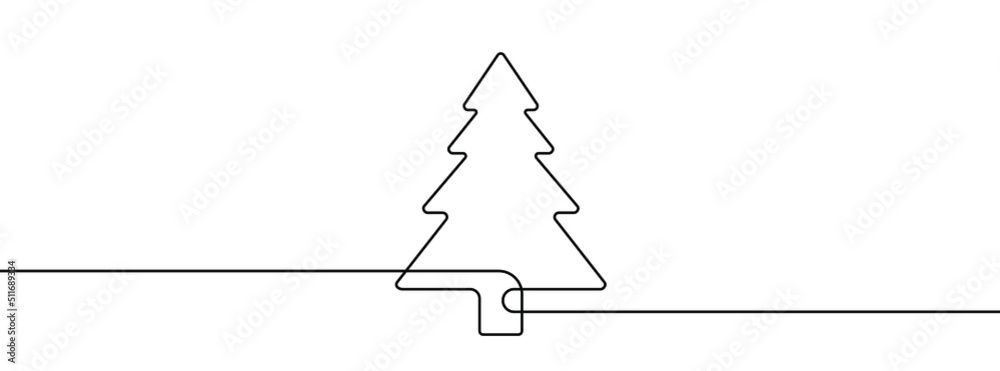 Canvas Prints christmas tree line background. one line drawing background. continuous line drawing of christmas tr