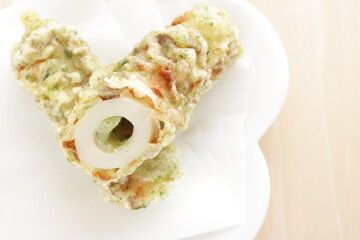 Japanese food, fish cake deep fried Chikuwa Tempura
