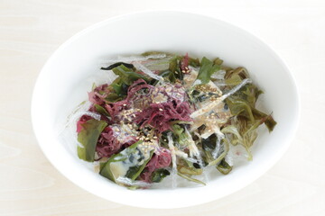 Japanese seaweed and agar agar salad for vegetarian food image