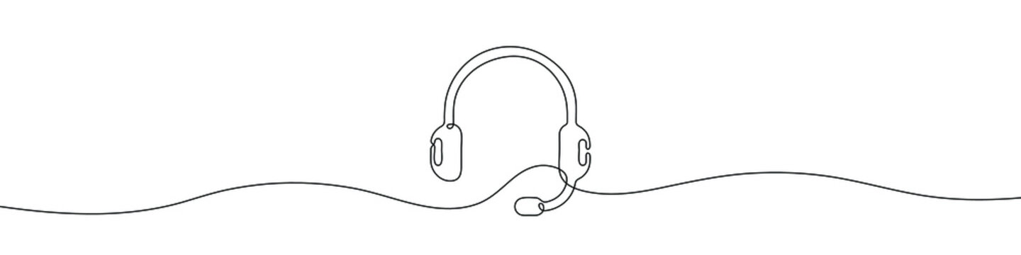 recommend clip art: Headphones linear background. One continuous line drawing of earphones. Vector illustration. Earphones symbol
