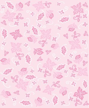 Print background with Floral arrangement with soft pink leaves and flowers